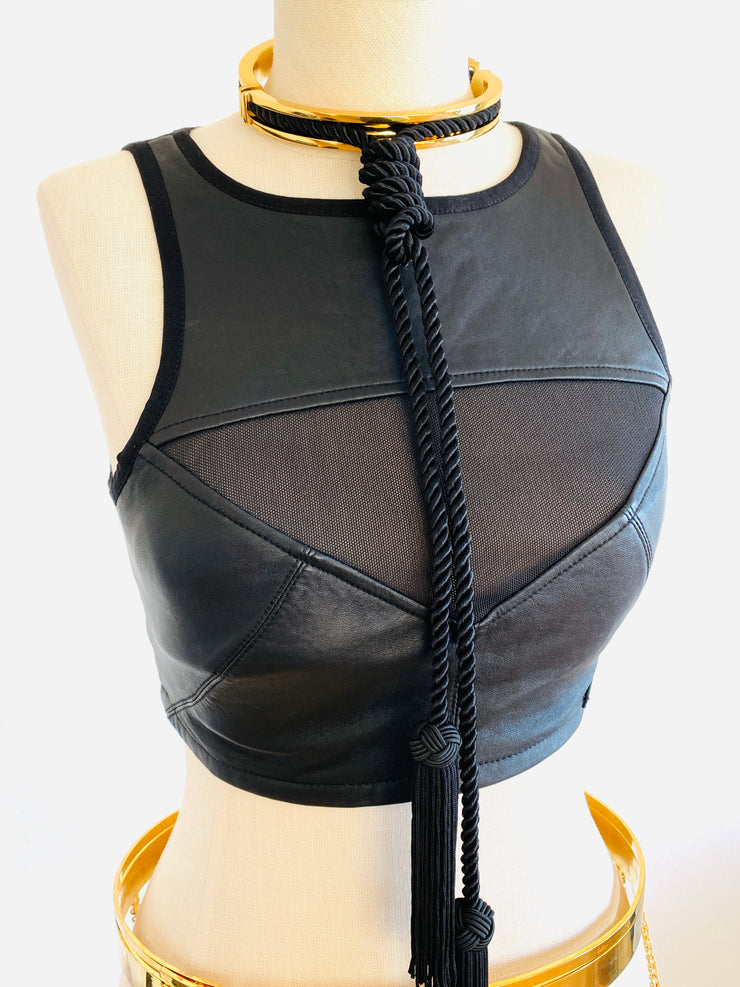 Agent Provocateur Xena Gold Black Silk Rope Choker