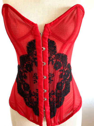 Agent Provocateur "Kate" Red Black Corset Sz Medium CD Cup