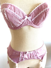 2 Pc Agent Provocateur Pink Padded Bra Set 32DD Bra / Sz Small Suspenders