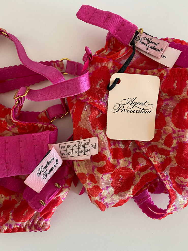 Agent Provocateur "Kit" Set 36C Bra / Sz 3 Brief Suspenders