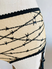 Agent Provocateur "Maschina" Barbed Wire Set 32E Bra / Sz Sm Brief Suspenders