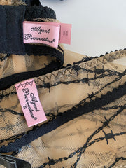 Agent Provocateur "Maschina" Barbed Wire Set 32E Bra / Sz Sm Brief Suspenders