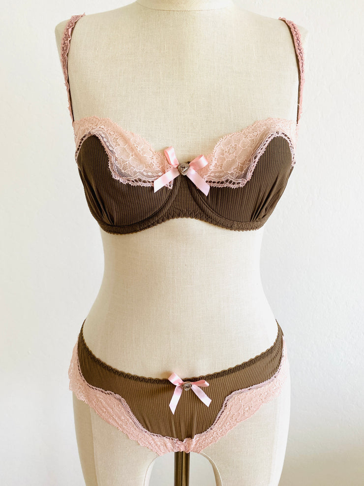 3 Pc. Agent Provocateur "Caramba" Set 34D Bra / Sz 3 Thong Briefs & Shorts