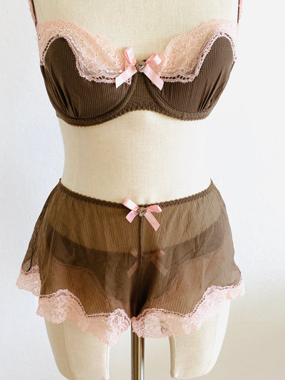 3 Pc. Agent Provocateur "Caramba" Set 34D Bra / Sz 3 Thong Briefs & Shorts