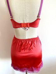 4 Pc. Agent Provocateur "Lucie" Coral Pink Silk Set 32E