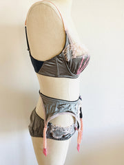 3 Pc Agent Provocateur Grey Pink French Set 34D