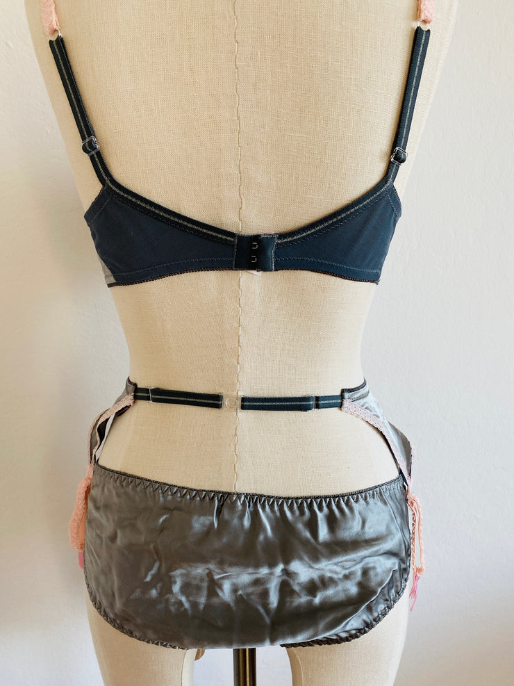 3 Pc Agent Provocateur Grey Pink French Set 34D