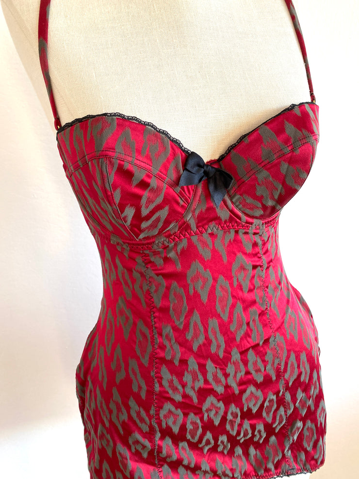 Agent Provocateur Burgundy Red Leopard Bodysuit Sz L
