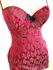Agent Provocateur Burgundy Red Leopard Bodysuit Sz L