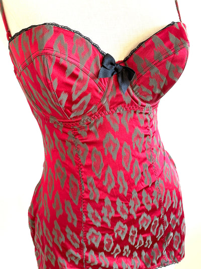 Agent Provocateur Burgundy Red Leopard Bodysuit Sz L