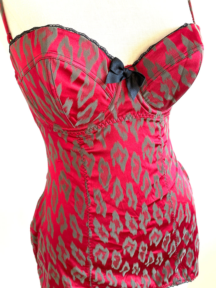 Agent Provocateur Burgundy Red Leopard Bodysuit Sz L