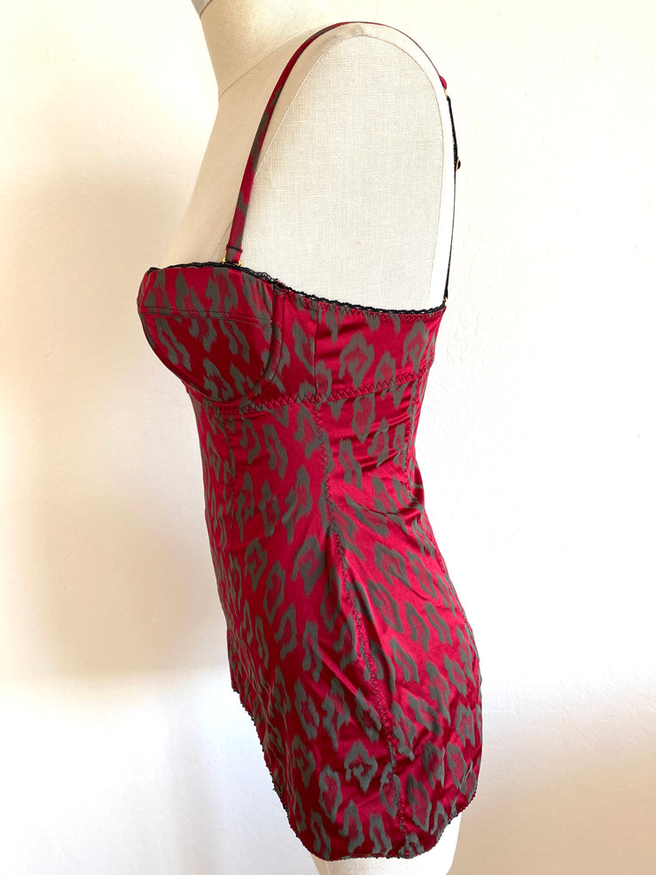 Agent Provocateur Burgundy Red Leopard Bodysuit Sz L