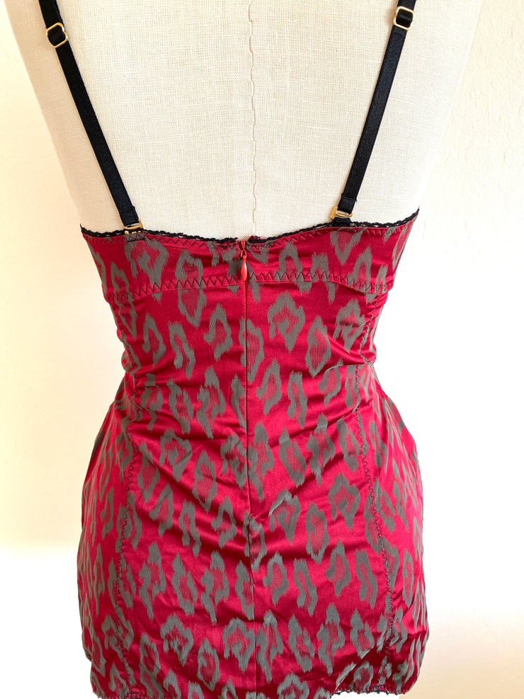 Agent Provocateur Burgundy Red Leopard Bodysuit Sz L