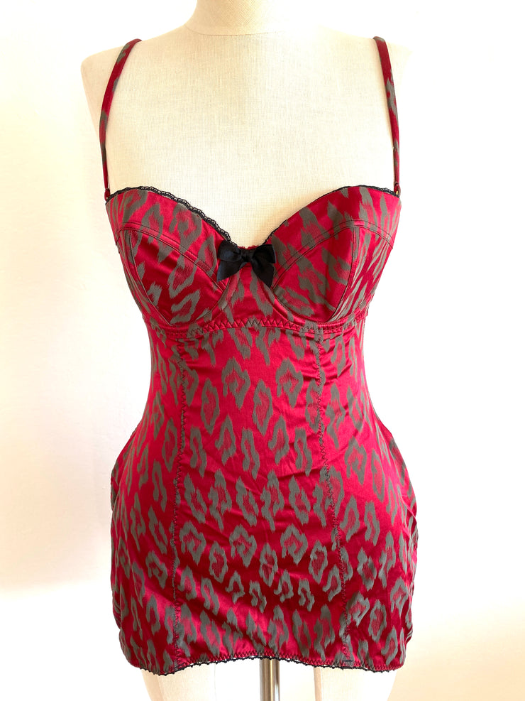 Agent Provocateur Burgundy Red Leopard Bodysuit Sz L