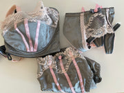 3 Pc Agent Provocateur Grey Pink French Set 34D