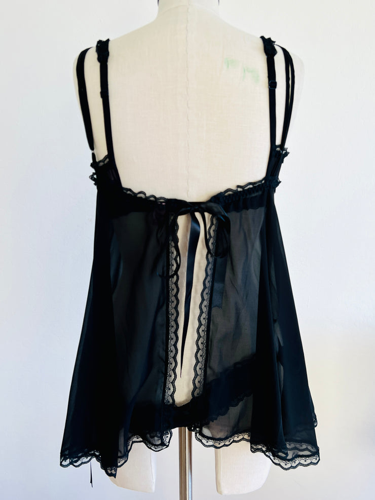 Black Silk Babydoll Set