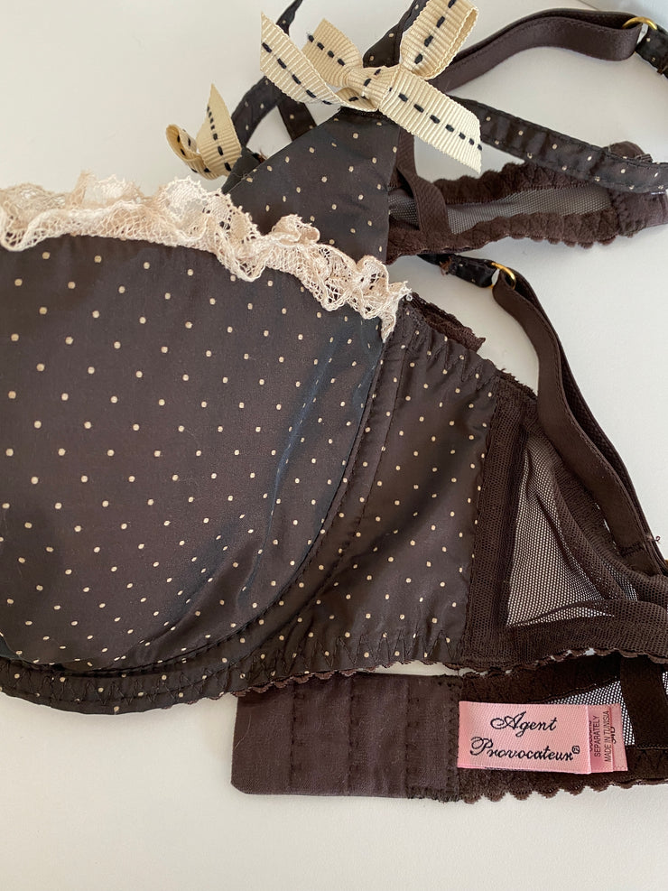 Agent Provocateur Brown Polka Dot Bra 34D