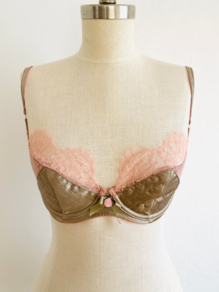 Agent Provocateur Quilted Beige Peach Lace Bra 34D