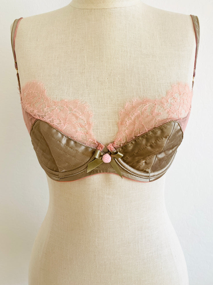 Agent Provocateur Quilted Beige Peach Lace Bra 34D