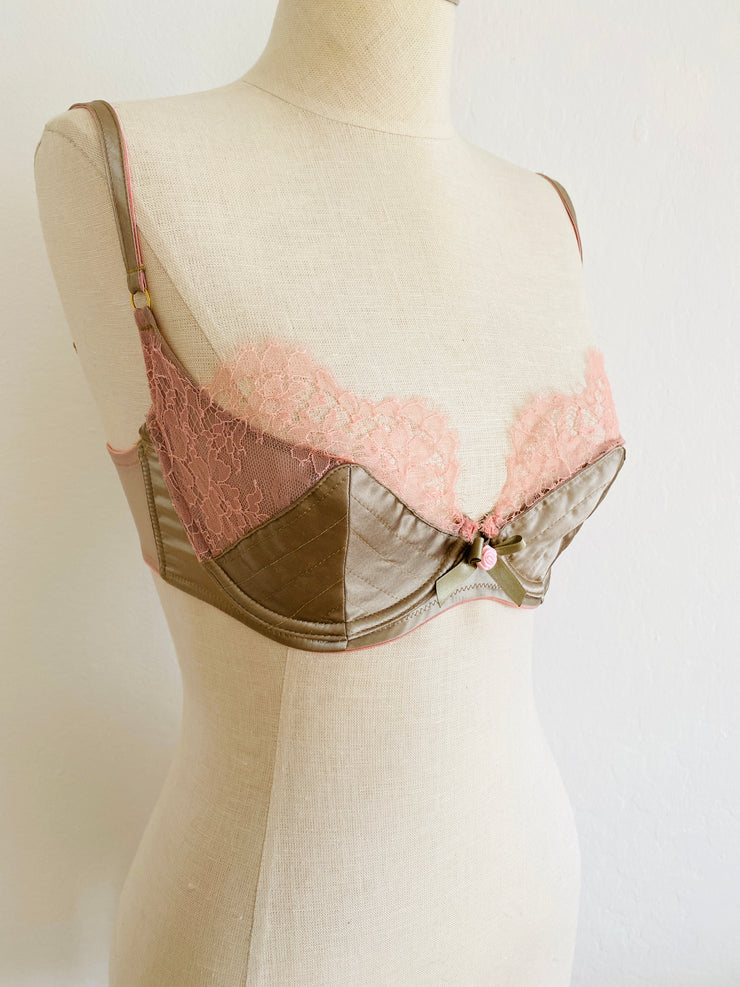 Agent Provocateur Quilted Beige Peach Lace Bra 34D