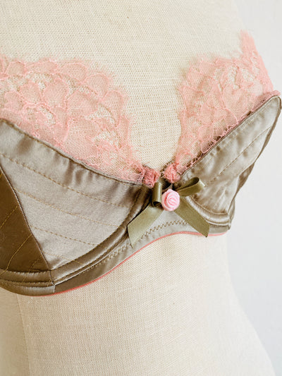 Agent Provocateur Quilted Beige Peach Lace Bra 34D