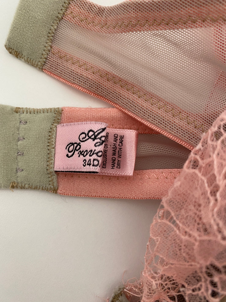 Agent Provocateur Quilted Beige Peach Lace Bra 34D