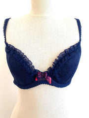 Agent Provocateur Navy Blue Lace Bra 32DD