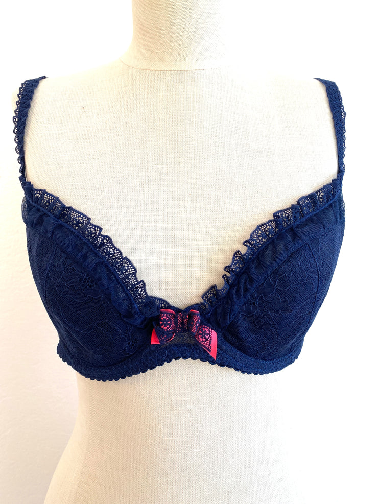 Agent Provocateur Navy Blue Lace Bra 32DD