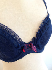 Agent Provocateur Navy Blue Lace Bra 32DD
