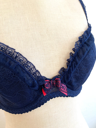 Agent Provocateur Navy Blue Lace Bra 32DD