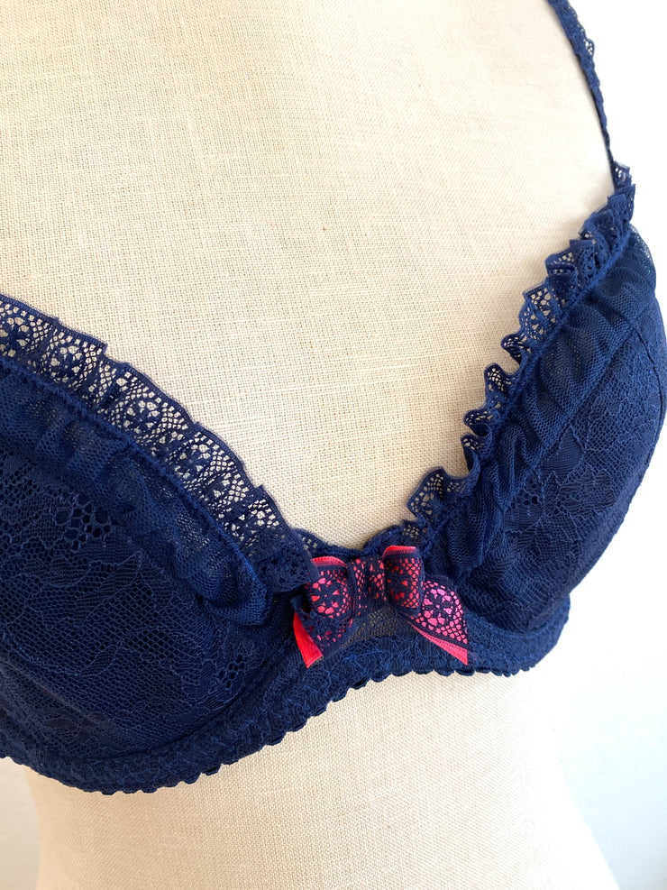 Agent Provocateur Navy Blue Lace Bra 32DD