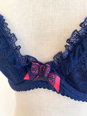 Agent Provocateur Navy Blue Lace Bra 32DD