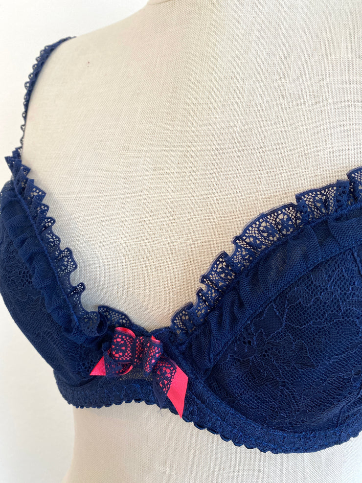 Agent Provocateur Navy Blue Lace Bra 32DD