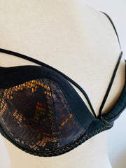 Agent Provocateur Black Metallic Bronze Snakeskin Bra 34DD