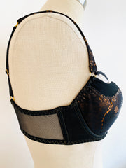 Agent Provocateur Black Metallic Bronze Snakeskin Bra 34DD