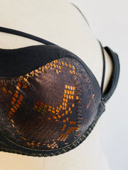 Agent Provocateur Black Metallic Bronze Snakeskin Bra 34DD
