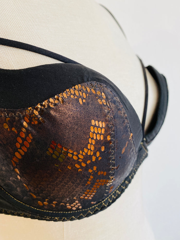 Agent Provocateur Black Metallic Bronze Snakeskin Bra 34DD