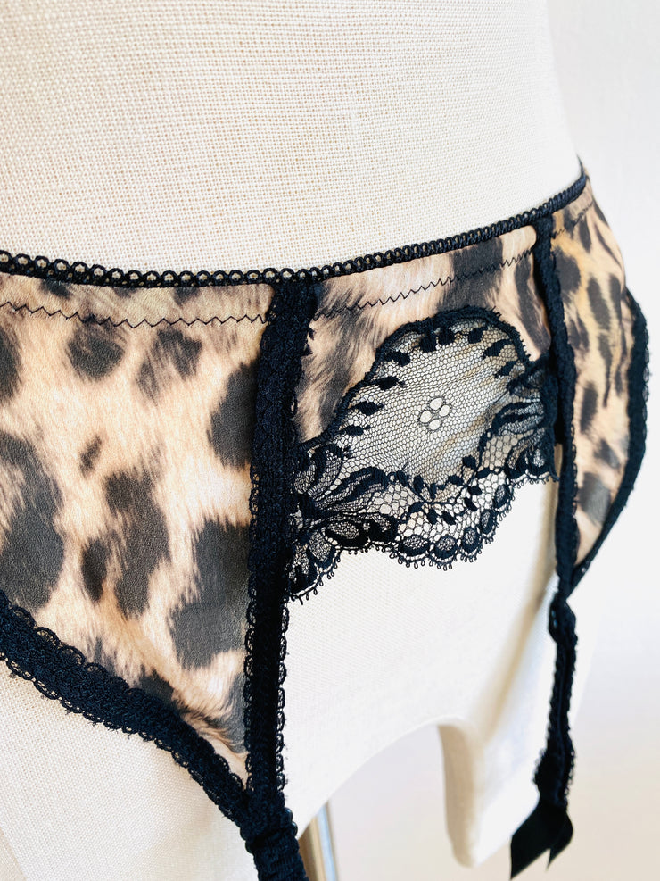 Agent Provocateur Leopard Lace Suspenders Sz Sm