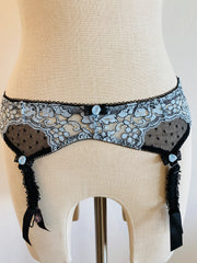Agent Provocateur Light Blue Lace Suspenders Sz Sm