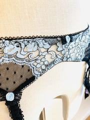 Agent Provocateur Light Blue Lace Suspenders Sz Sm