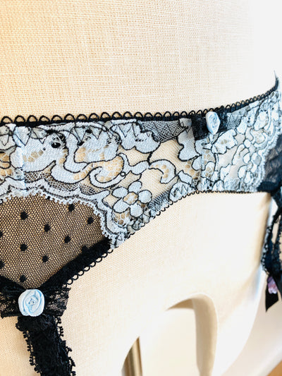 Agent Provocateur Light Blue Lace Suspenders Sz Sm