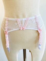 Agent Provocateur White Pink Lace Suspenders Sz Sm