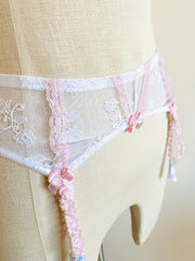 Agent Provocateur White Pink Lace Suspenders Sz Sm