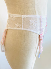 Agent Provocateur White Pink Lace Suspenders Sz Sm