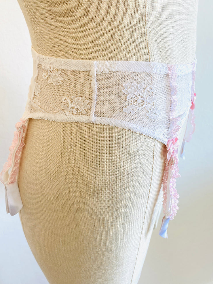 Agent Provocateur White Pink Lace Suspenders Sz Sm