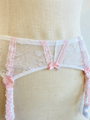 Agent Provocateur White Pink Lace Suspenders Sz Sm