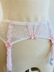 Agent Provocateur White Pink Lace Suspenders Sz Sm