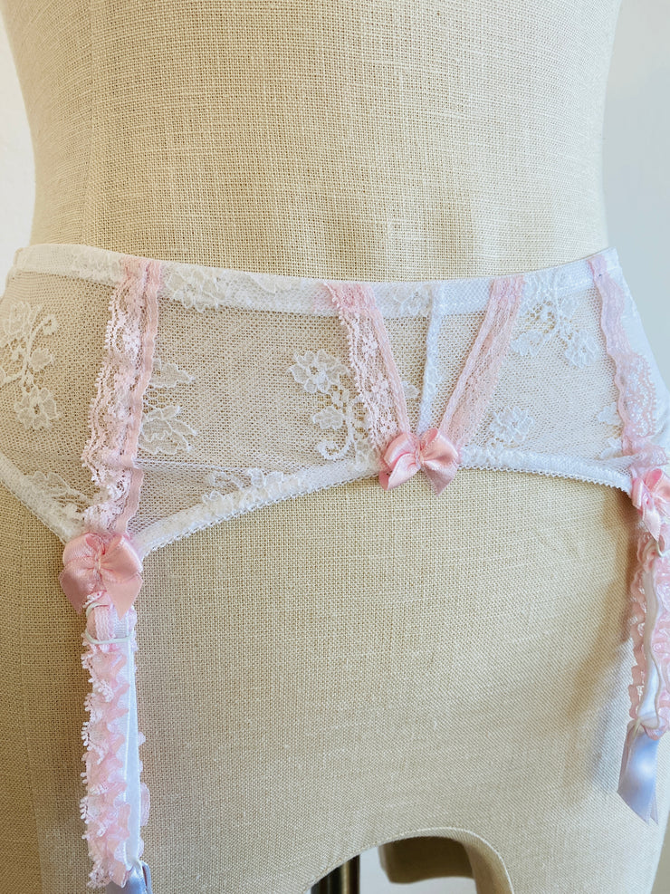 Agent Provocateur White Pink Lace Suspenders Sz Sm