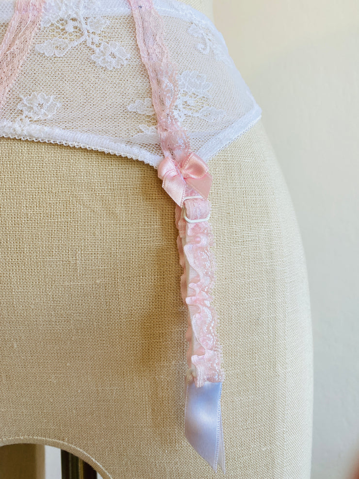 Agent Provocateur White Pink Lace Suspenders Sz Sm