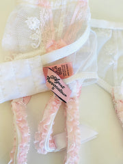 Agent Provocateur White Pink Lace Suspenders Sz Sm